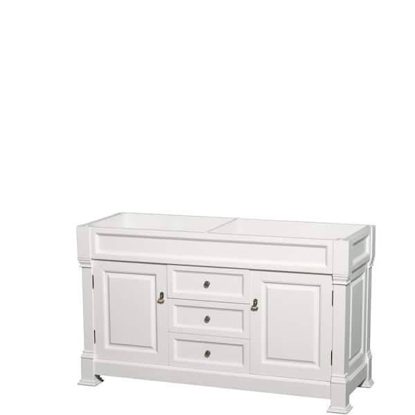 Wyndham Collection Andover 60 in. W x 22.25 in. D Bath Vanity Cabinet Only in White