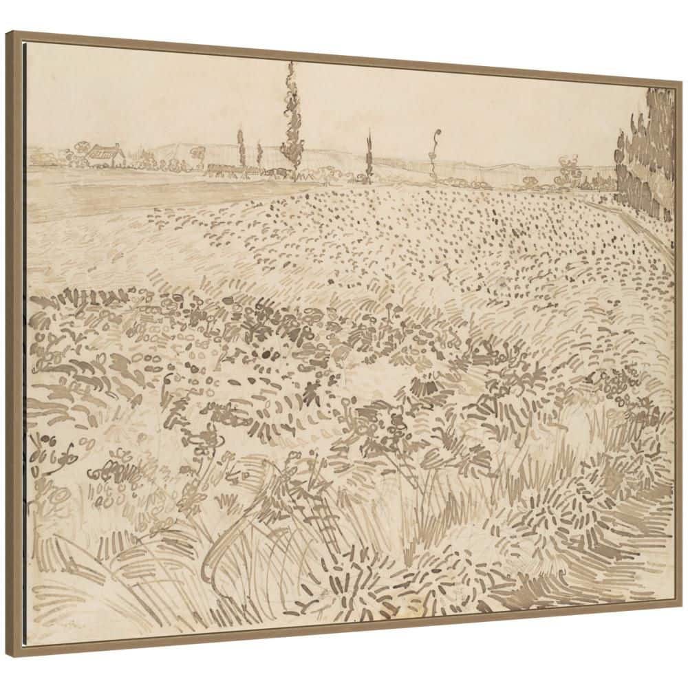 "Sylvie ""Wheat Field Van Gogh"" by Nostalgia Prints Landscape Framed Canvas Art Print 32 in. x 42 in." price history on PriceWatchPro