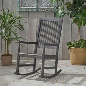 Noble House Arcadia Grey Wood Outdoor Rocking Chair 68090 - The Home Depot