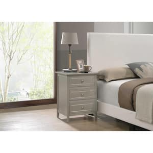Daniel 3-Drawer Silver Champagne Nightstand (25 in. H x 19 in. W x 15 in. D)