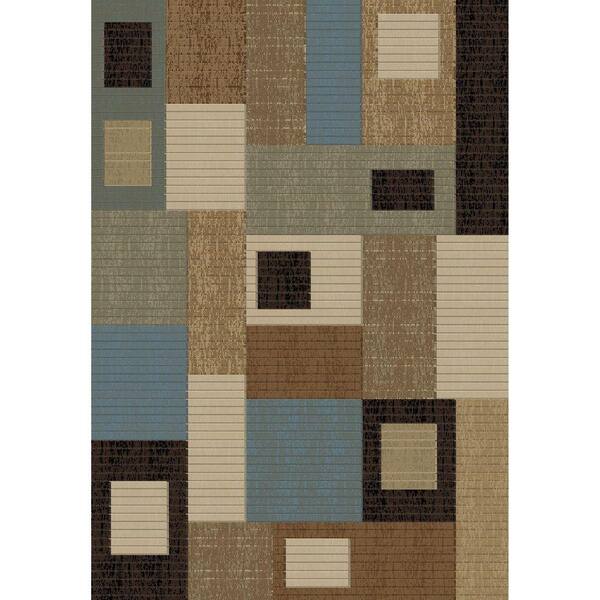 Soho Rectangles Blue 5 ft. x 7 ft. Area Rug