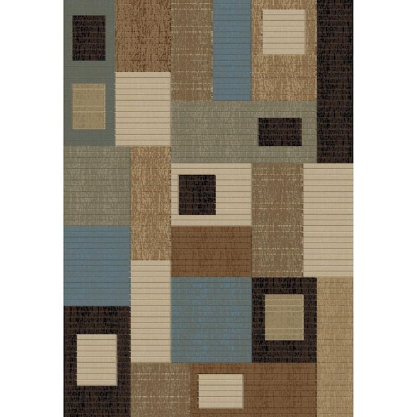 Soho Rectangles Blue 5 ft. x 7 ft. Area Rug