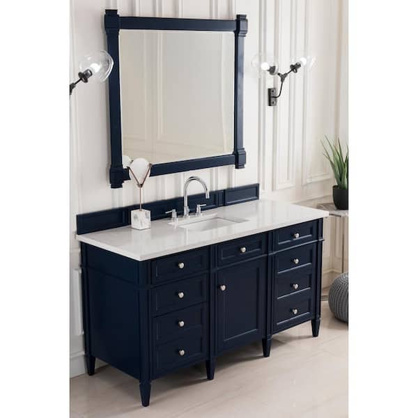 Brittany 60 in. W x 23.5 in.D x 34 in. H Single Bath Vanity in Victory Blue with Quartz Top in Eternal Jasmine Pearl