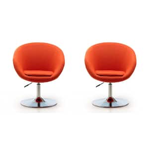 Hopper Orange and Polished Chrome Wool Blend Adjustable Height Accent Chair (Set of 2)