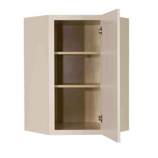 Princeton Assembled 24 in. x 30 in. x 12 in. Wall Diagonal Corner Cabinet with 2 Doors 2 Shelves in Creamy White Glazed