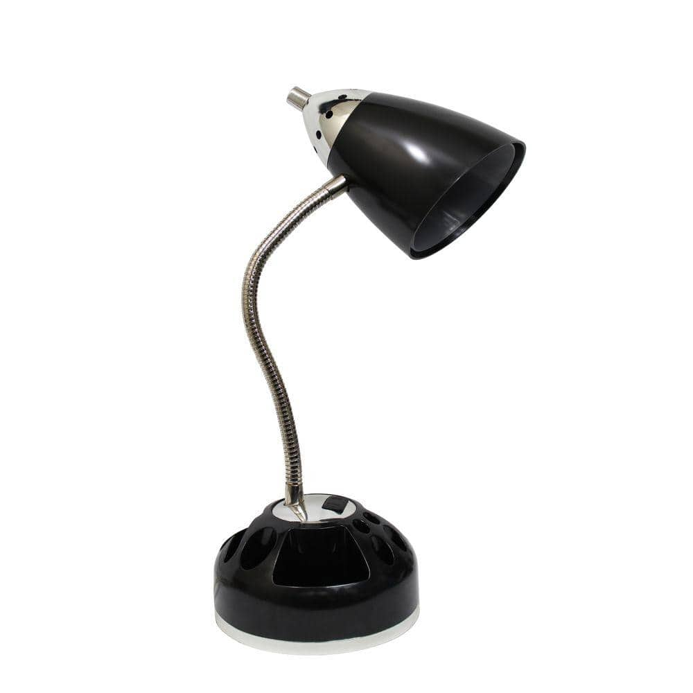 LimeLights 20 in. Black Organizer Desk Lamp with Charging Outlet