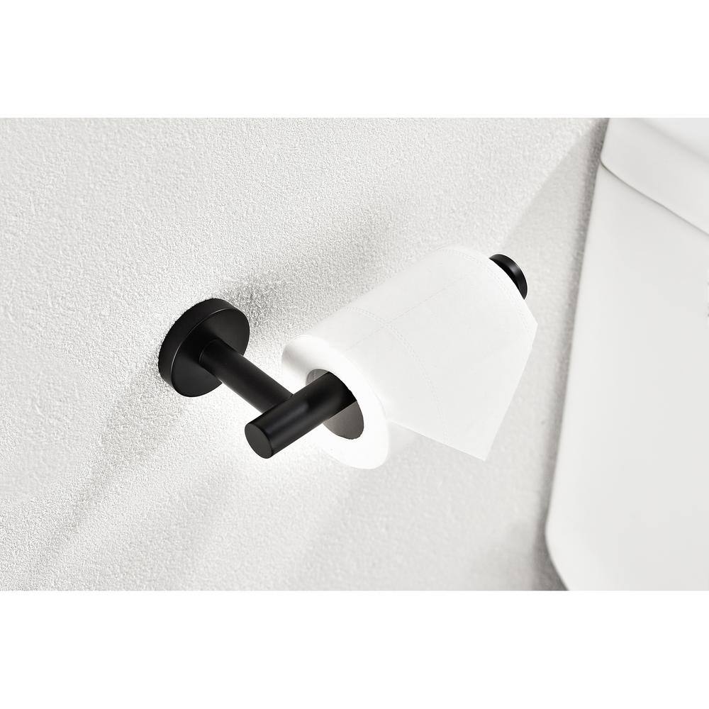 Matte Black Stainless Steel Wall-Mounted Toilet Paper Holder