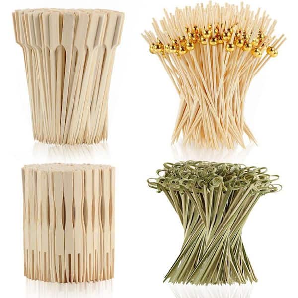 Cocktail Picks Bamboo Skewers Natural Brown Disposable Tableware Appetizer Food Sticks 400 Per Case