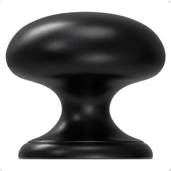 4-Pack 1.5 in. Matte Black Wide Base Zinc Round Knob Modern Style Fingerprint Resistant Dummy Pull for Closet Cabinet