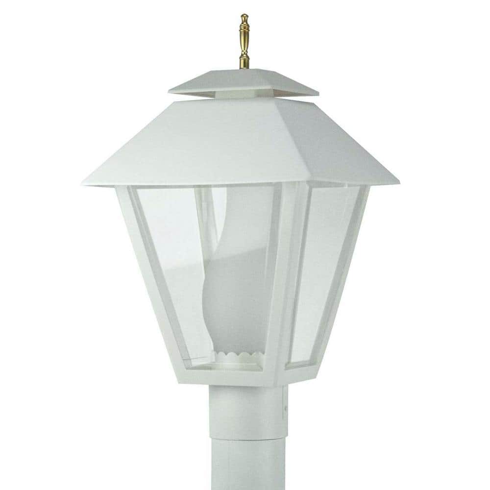 Colonial 1-Light White Hardwired Weather Resistant Plastic Outdoor Post Light with 4000K LED Bulb Clear Beveled Diffuser price history on PriceWatchPro