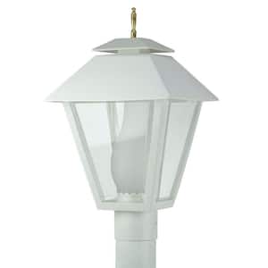 White Colonial Style 1-Light Black Post Mount Walkway Light with 4000K ENERGY STAR LED Lamp Fits 3 in. Dia Posts