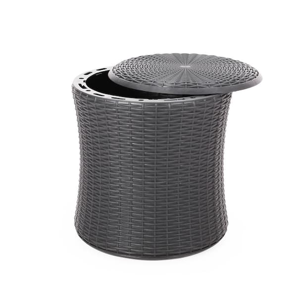 Unbranded 19 in. Round Outdoor Side Table in Dark Gray