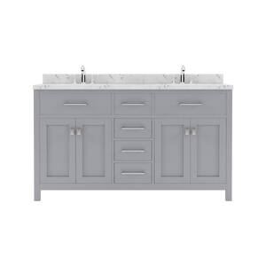 Caroline 60 in. W x 22 in. D x 35 in. H Double Sink Bath Vanity in Gray with Quartz Top