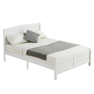 White Wood Frame Full Platform Bed