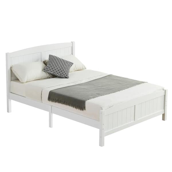 Winado White Wood Frame Full Platform Bed