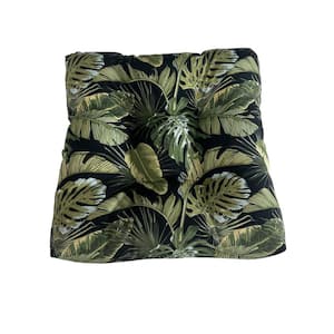 Green Palm Tufted Outdoor Seat Cushions (Set of 2)
