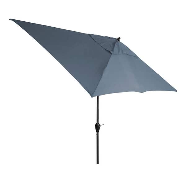 Hampton Bay 10 ft. x 6 ft. Aluminum Patio Umbrella in Sunbrella Canvas Sapphire with Push-Button Tilt