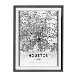 Sylvie Houston Modern Map by Jake Goossen Framed Canvas Maps Art Print 18 in. x 24 in .