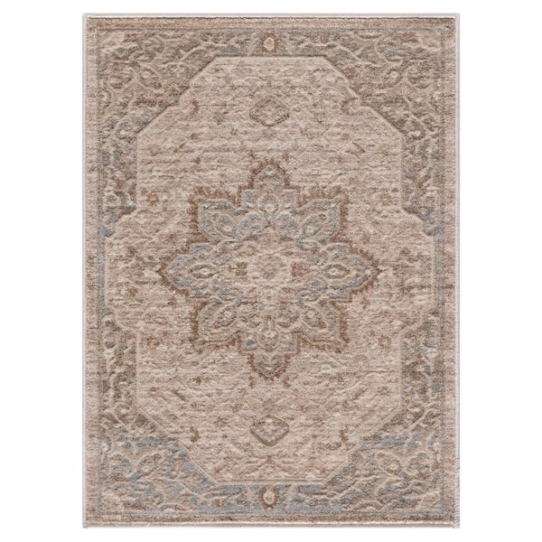Solara 2 ft. x 3 ft. Ivory Medalion Scatter Rug