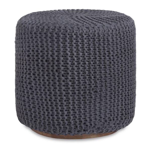 Loft Lyfe Marguerite Dark Grey Cotton Yarn 3-in-1 Pouf/Ottoman/End Table