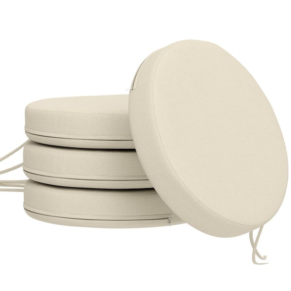 Outsunny 15 in. x 3 in. Outdoor Chair Cushions of 4 of Pieces, Thick Round Seat Dining Chairs Bistro Chairs Cushions Cream White