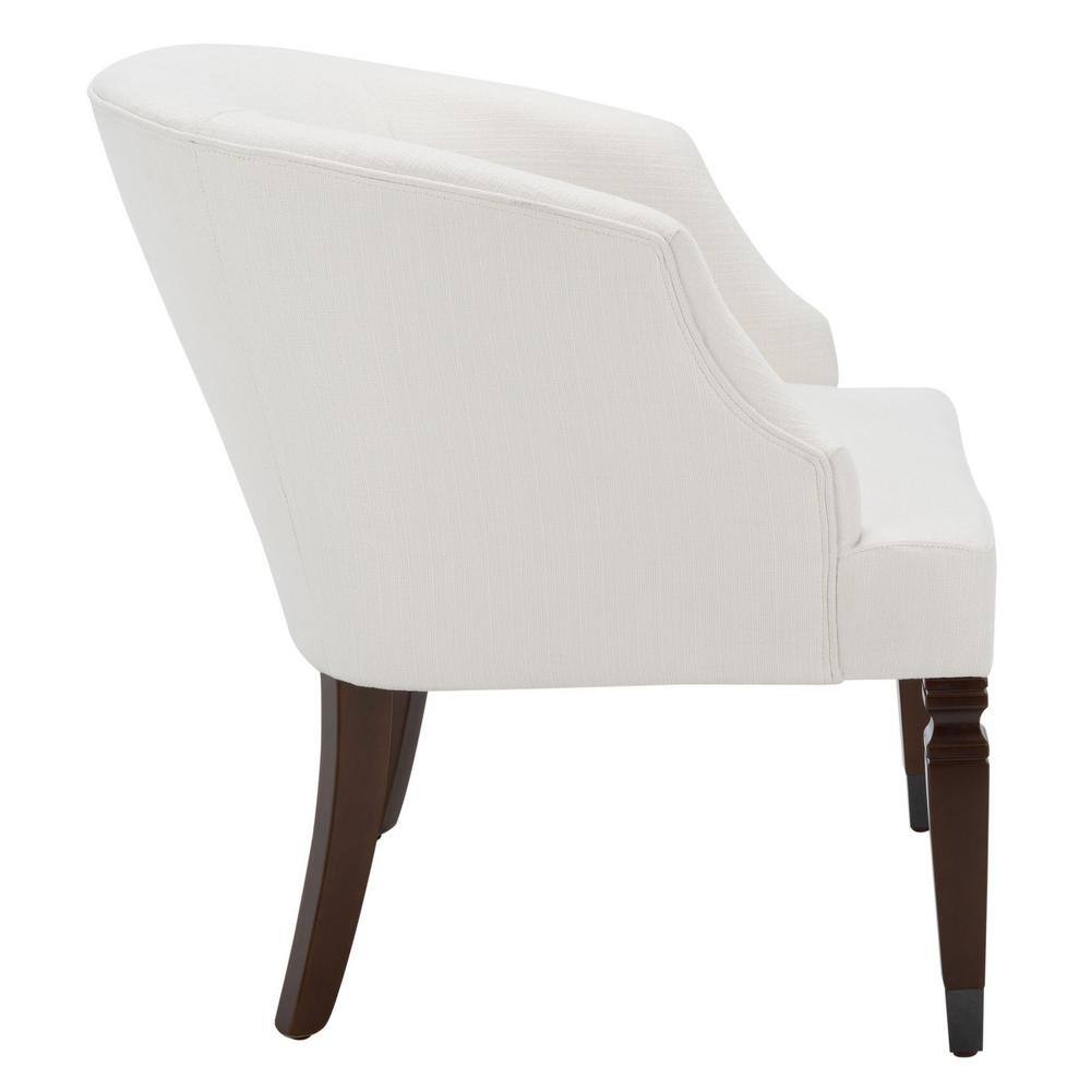 Elegant White Velvet Accent Chair with Walnut Wood Legs
