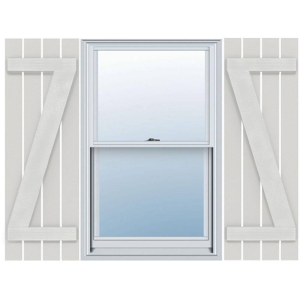 23 in. x 38 in. Polyurethane Rustic 4-Board Spaced Board and Batten Shutter Faux Wood with Z-Board Pair