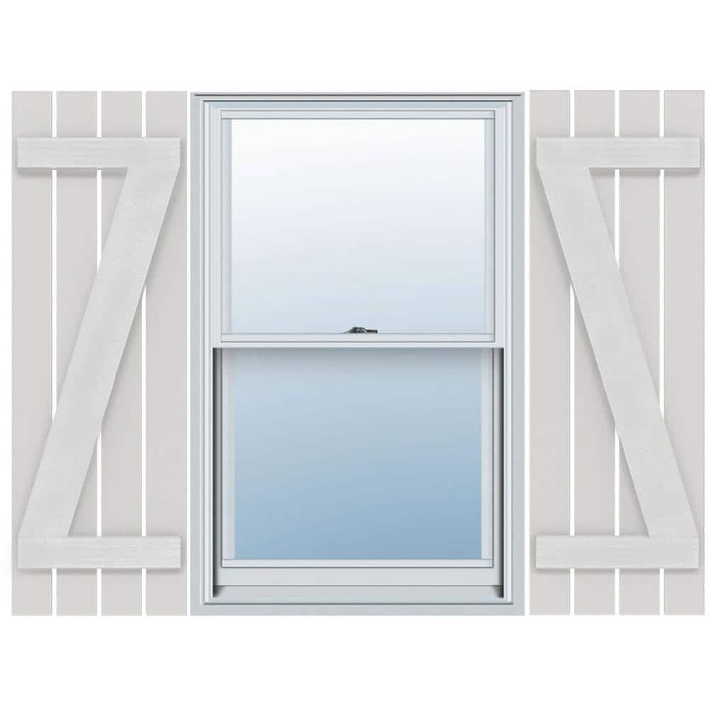 23 in. x 82 in. Polyurethane Rustic 4-Board Spaced Board and Batten Shutter Faux Wood with Z-Board Pair