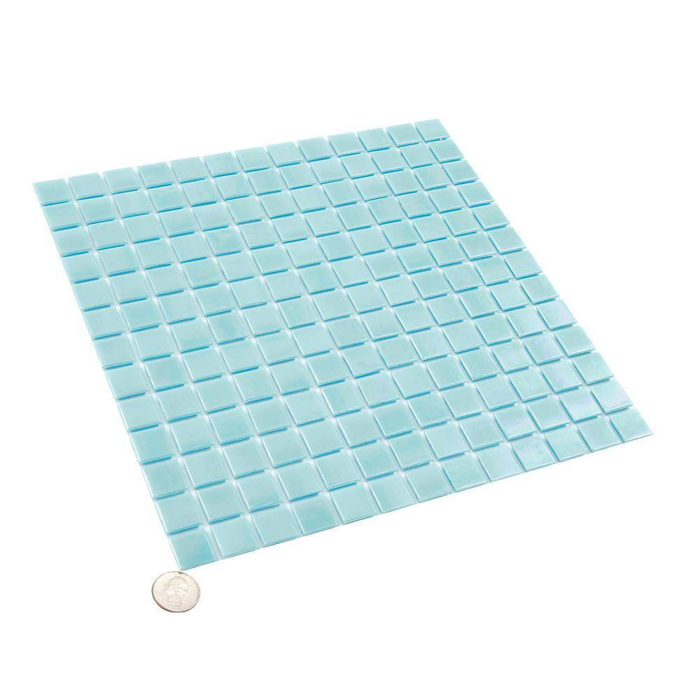 Sky Blue Iridescent Glass Mosaic Wall and Floor Tile