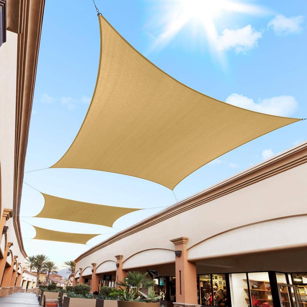 12 ft x 18 ft Sand HDPE Rectangle Sun Shade Sail Canopy