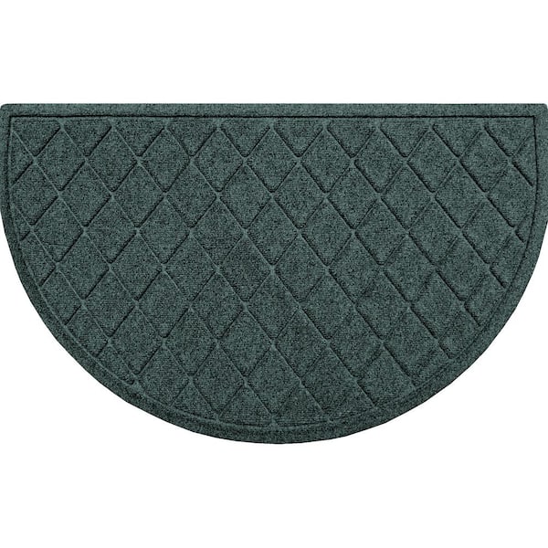 Bungalow Flooring Waterhog Argyle 24 in. x 39 in. Indoor Outdoor PET Polyester Half Round Doormat Evergreen