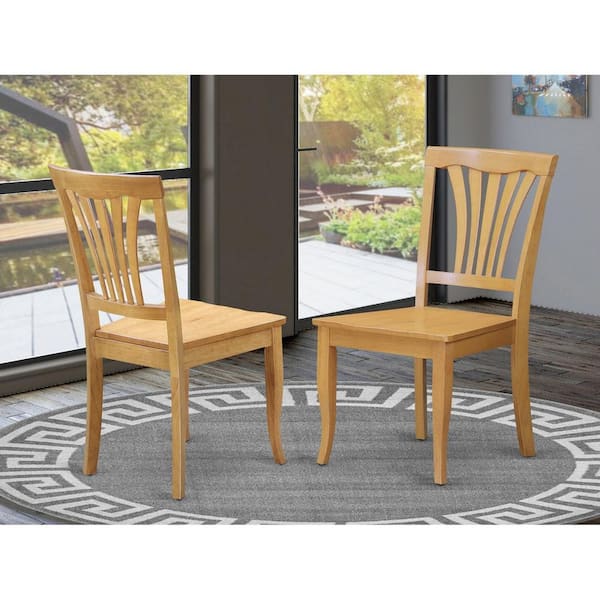 Oak Wooden Seat Slat Back Dining Chair (Set of 2)