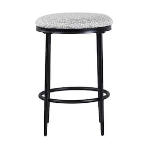24 in. Light Gray Backless Metal Frame Cushioned Bar Stool with Upholstery seat (Set of 1)