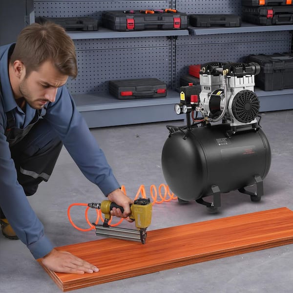 Air Compressor, 10 Gal. Steel Tank, Max. 125 PSI Pressure, 78 dB Ultra Quiet Portable Compressor for Auto Repair
