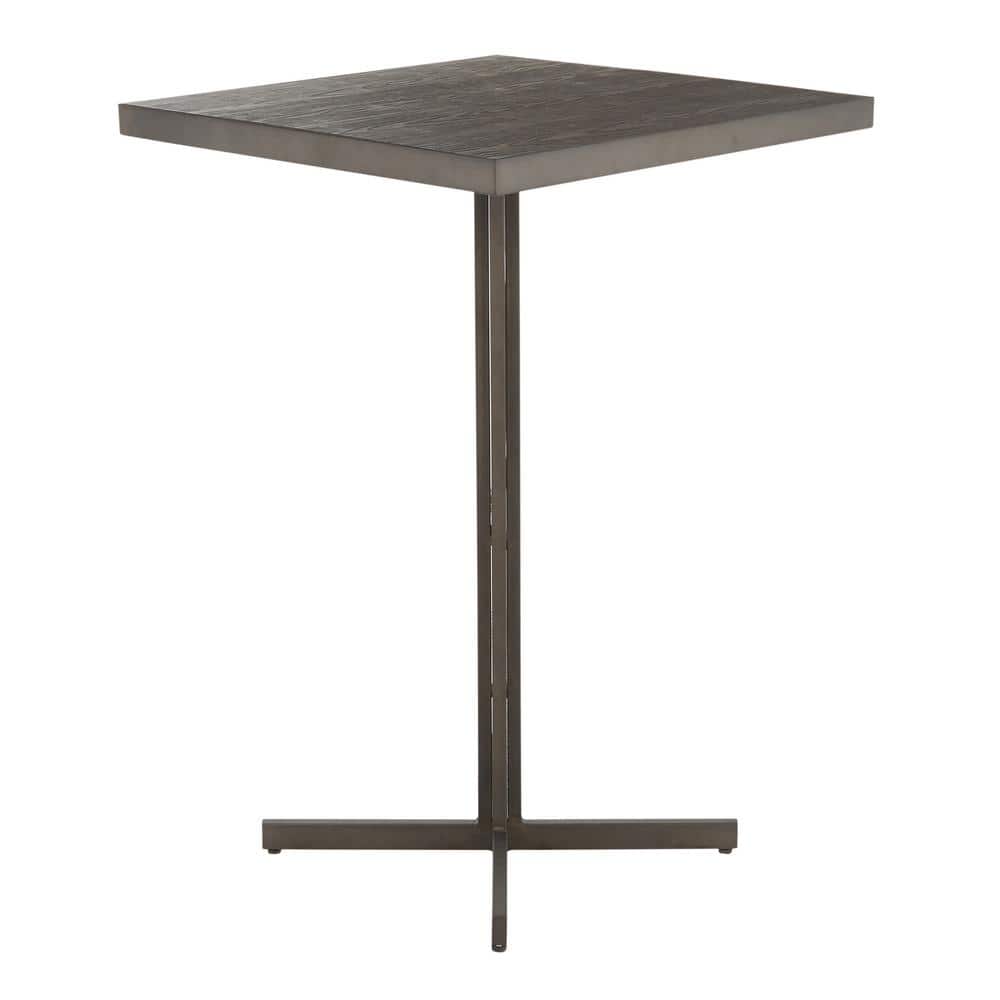 Espresso Bamboo and Antique Metal Industrial Bar Table