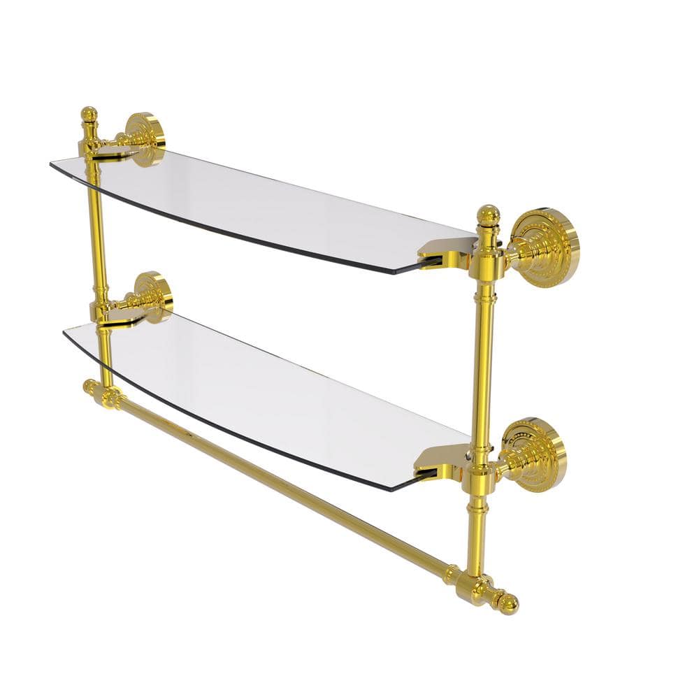 Allied Brass Retro Dot Collection 18 in. Two Tiered Glass Shelf with  Integrated Towel Bar in Polished Brass RD-34TB/18-PB The Home Depot