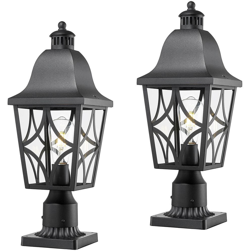 HKMGT 20.2 in. 1-Light Black Aluminum Hardwired Outdoor Weather ...