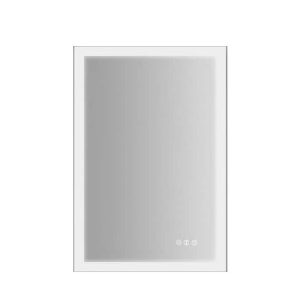FUNKOL 24 in. W x 36 in. H Silver Rectangular Aluminium Framed LED Wall Bathroom Vanity Mirror Anti Fog Touch Button