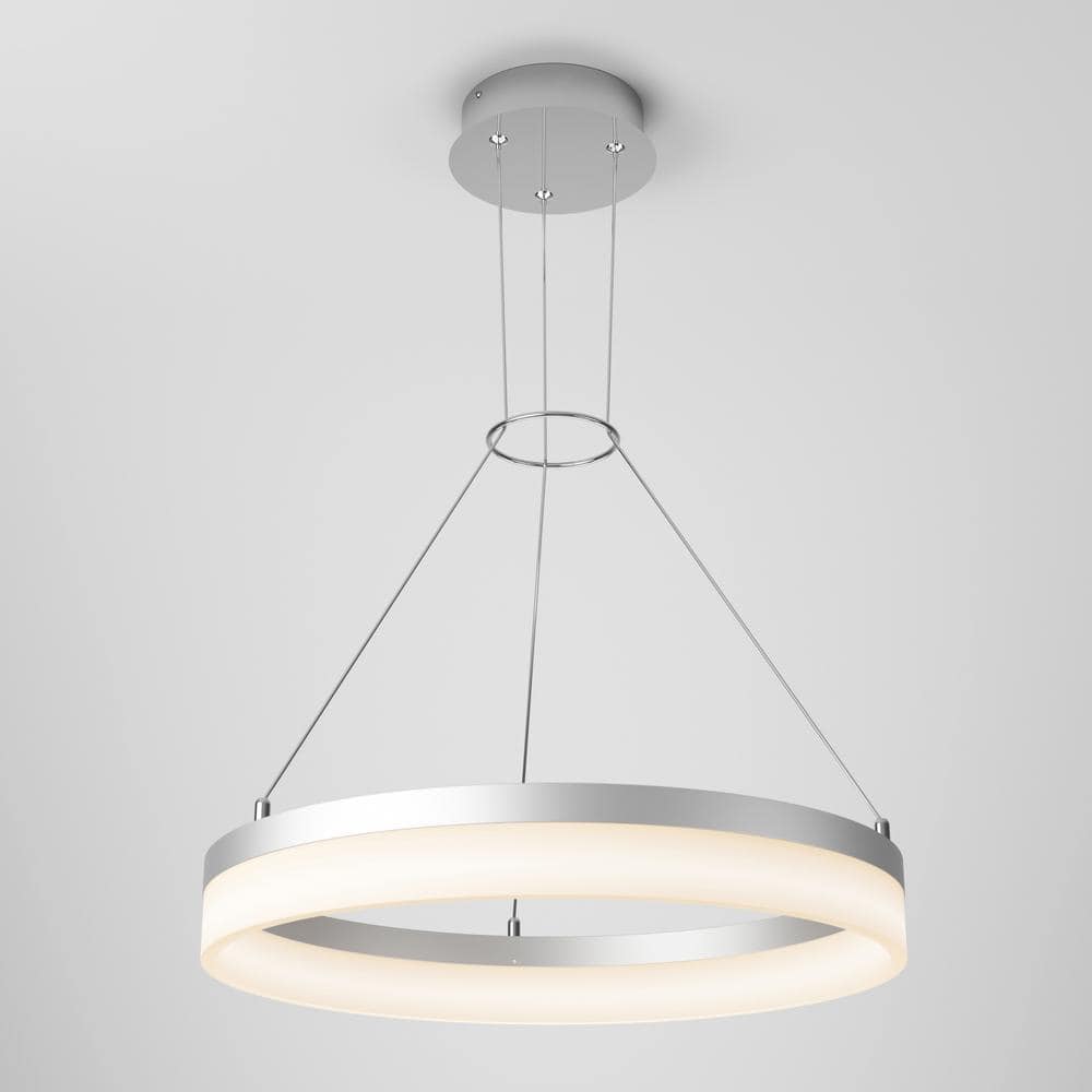 Optical Silver Crystal LED Drum Pendant Light, Contemporary Design