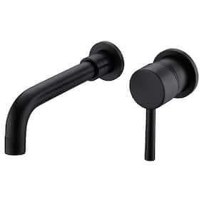 Single Handle Wall Mounted Bathroom Faucet in Matte Black