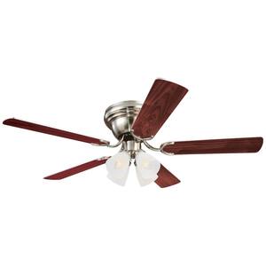 Contempora IV 52 in. Indoor Brushed Nickel Ceiling Fan with Reversible Rosewood/Bird's Eye Maple Blades