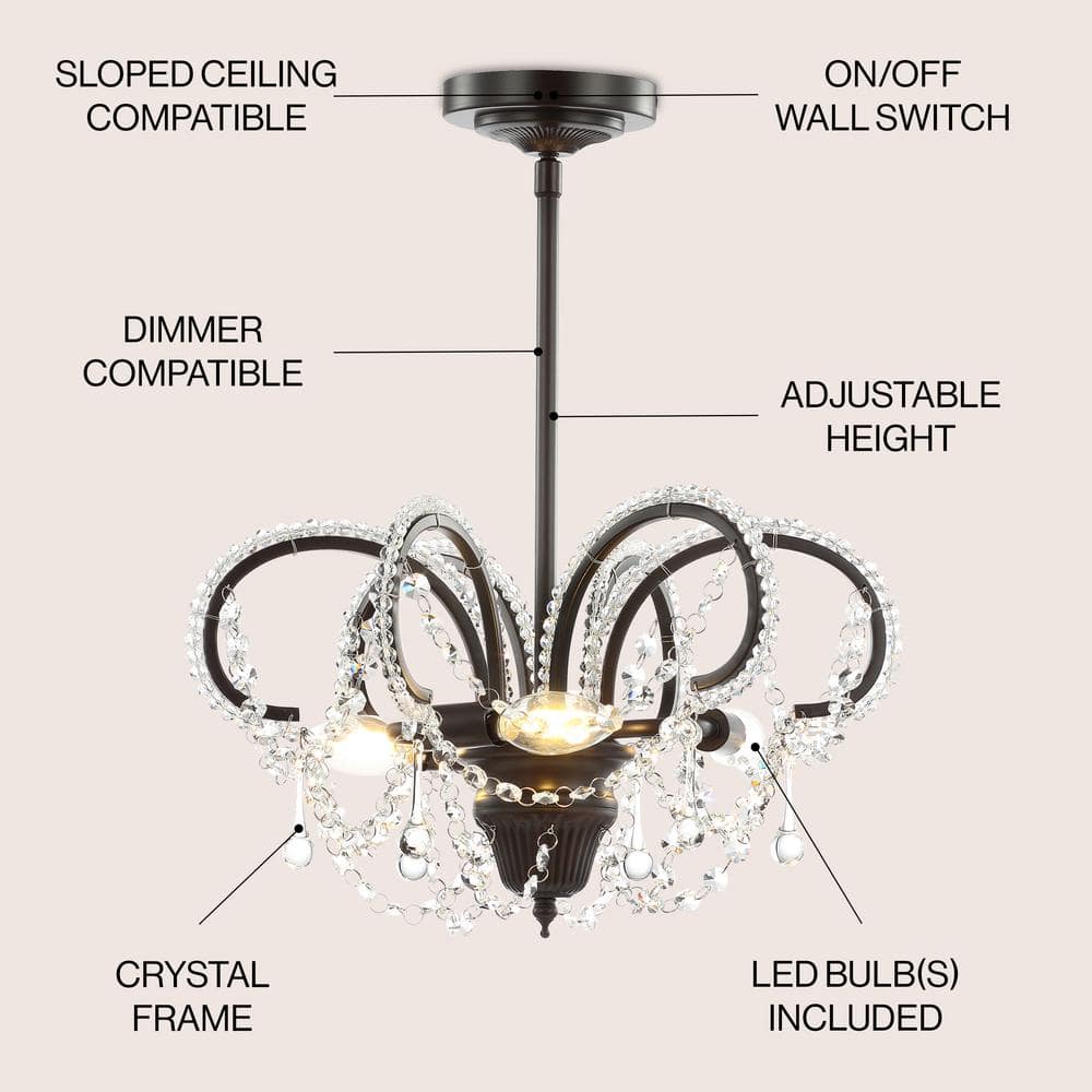 Bronze Crystal LED Adjustable Ceiling Mount Chandelier