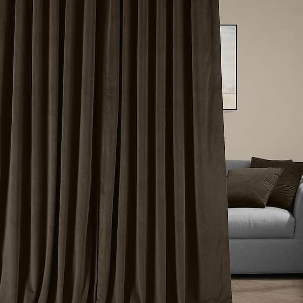 Exclusive Fabrics & Furnishings Java Extra Wide Velvet Rod Pocket Blackout Curtain - 100 in. W x 96 in. L (1 Panel)