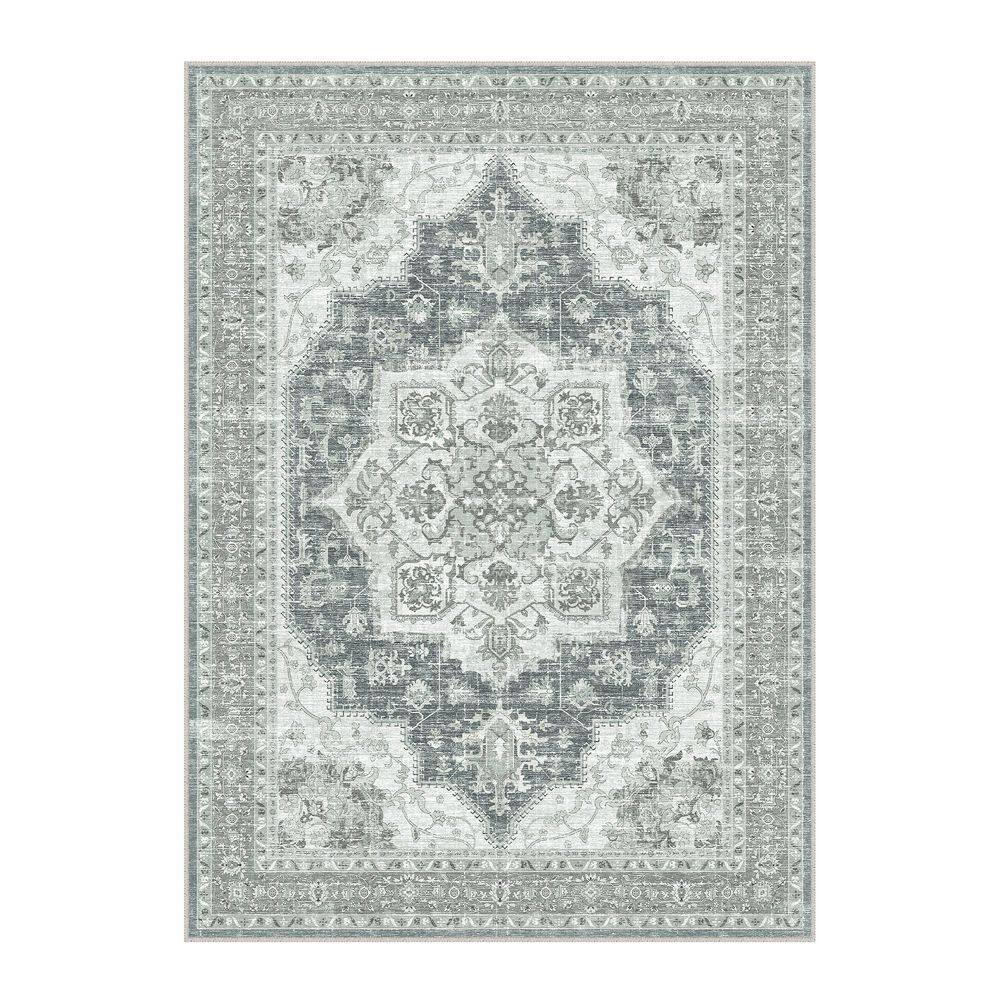 Twilight Gray 5 ft. x 7 ft. Vintage Washable Medallion Distressed Area Rug price history on PriceWatchPro