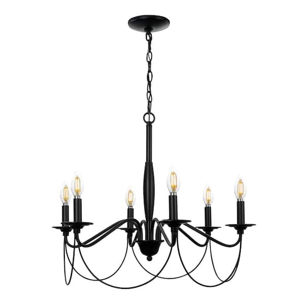 BELLADONNA Willow 6-Light Black Candlestick Chandelier