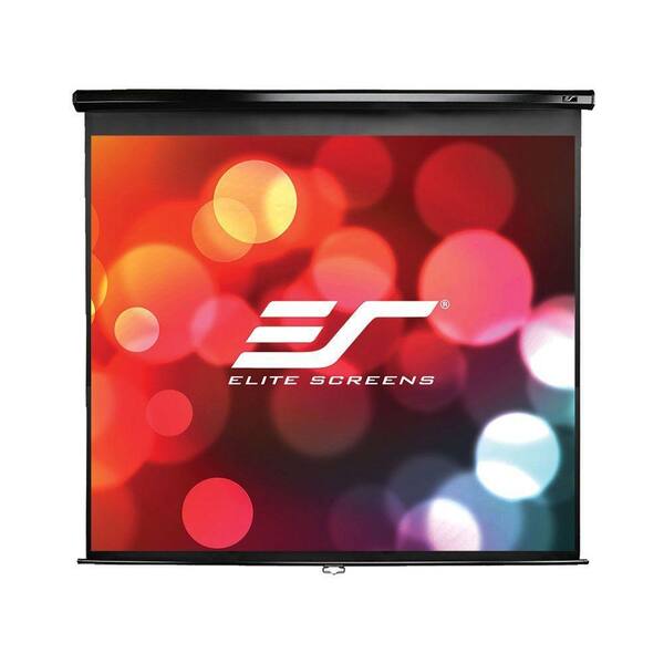 Elite Screens 99 in. Manual Pull-Down Wall and Ceiling Projection Screen - Matte White with Black Case