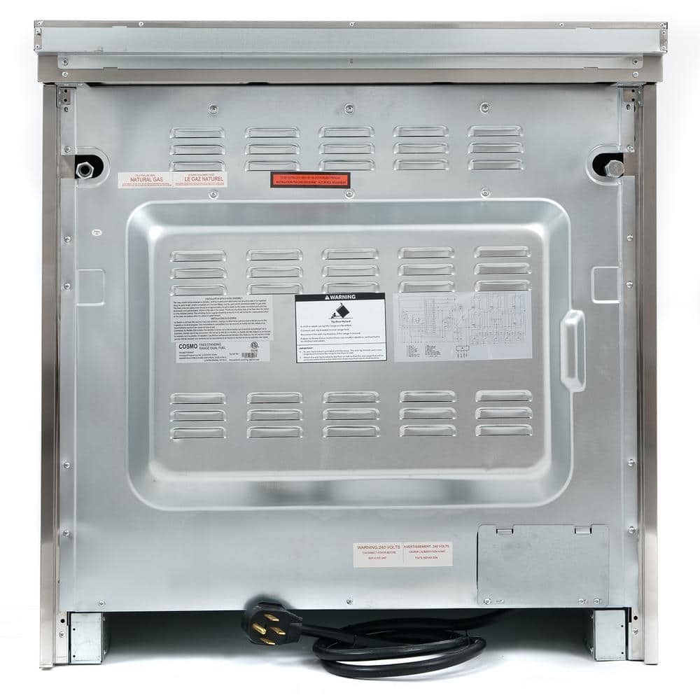 36-Inch Stainless Steel Dual Fuel Convection Range with 5 Burners