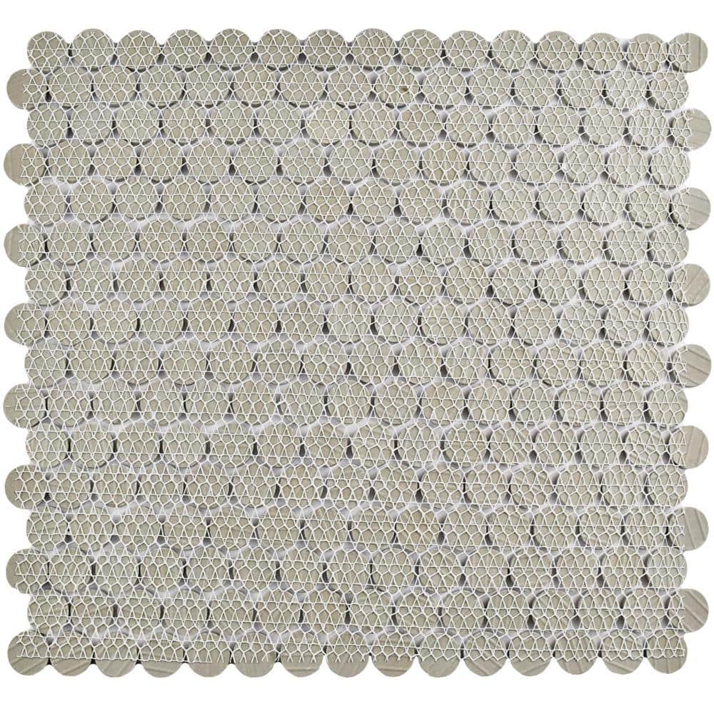 Hudson Penny Round Matte White Porcelain Mosaic Tile 12x12
