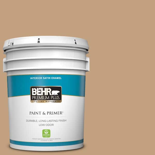 BEHR PREMIUM PLUS 5 gal. #S280-4 Real Cork Satin Enamel Low Odor Interior Paint & Primer