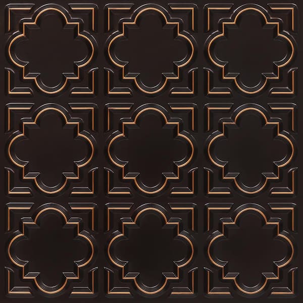 FROM PLAIN TO BEAUTIFUL IN HOURS Casablanca 2 ft. x 2 ft. Glue Up PVC Ceiling Tile in Antique Copper (100 sq. ft./case)